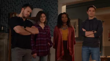 BP. Boyfriend Plaid Flannel Button Up Shirt worn by Sarah (Caitlin McGee) as seen in Home Economics (S02E12)