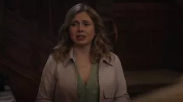 Club Monaco Textured Crop Jacket worn by Samantha (Rose McIver) as seen in Ghosts (S03E01)