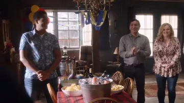 Adidas Golf Cobblestone-Print Recycled Content Mens Polo Shirt worn by Sheriff Mike Thompson (Corey Reynolds) as seen in Resident Alien (S02E08)