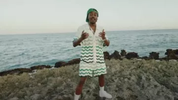 Chaussettes Nike White 'Everyday' Crew portées par Lil Tjay en Lil Tjay - Good Life (Vidéo officielle)
