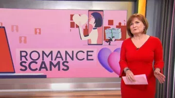 Robe Calvin Klein en crêpe à manches cloche portée par Anna Werner vue dans CBS Mornings le 14 février 2024