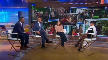 Cinq a Sept Benji Wide Leg Jeans usados por Eva Pilgrim como se ve en Good Morning America el 16 de febrero de 2024