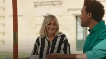 Vestido camisero a rayas Parfois usado por Jean White (Sally Lindsay) como se ve en Los misterios de Madame Blanc (T03E04)
