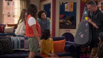 NSF Goldie Painted Mini Skirt worn by Punky Brewster (Soleil Moon Frye) as seen in Punky Brewster (S01E10)