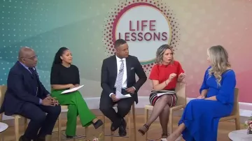 Aqua Wide Leg Pants in Green worn by Sheinelle Jones as seen in Today on February 16, 2024