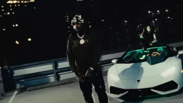 Louis Vuitton Olive Green Studded LV Lovers Sweatshirt worn by Money Man in Understand This Lingo (Official Video)