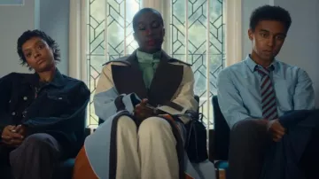 Ahluwalia Wave Double-Breasted Trench Coat worn by Viv (Vivienne Acheampong) as seen in Everything Now (S01E06)