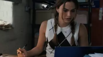 Argyle Knitted Sweater Vest worn by Ana (Camila Mendes) in Upgraded