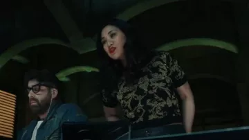 Alice + Olivia Cia­ra Jacquard Crop Top worn by Melody 'Mel' Bayani (Liza Lapira) as seen in The Equalizer (S04E01)