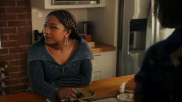 Jaded London Off Shoul­der Zip Cardi­gan worn by Delilah (Laya DeLeon Hayes) as seen in The Equalizer (S04E01)