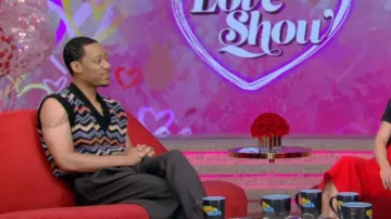 Missoni Zig Zag Sweater Vest worn by Tyler James Williams as seen in LIVE with Kelly and Mark on February 14, 2024