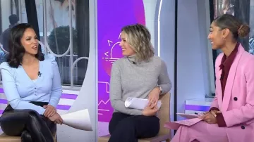 Veronica Beard Dekalb Haut à manches bouffantes porté par Laura Jarrett comme on le voit dans Today le 19 février 2024
