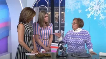 Suéter de cuello alto Talbots en jacquard en zig zag usado por Barbara Costello como se vio en Today with Hoda & Jenna el 19 de febrero de 2024