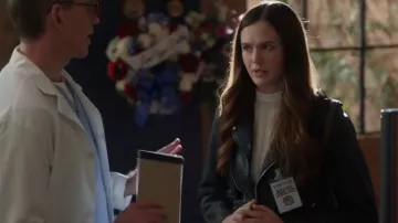 Mango Women's Cropped Leather Biker Jacket worn by Kelly Gibbs (Mary Mouser) as seen in NCIS (S21E02)