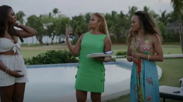 Trina Turk Vestido verde sin mangas con lazo usado por Gizelle Bryant como se ve en The Real Housewives of Potomac (T08E13)