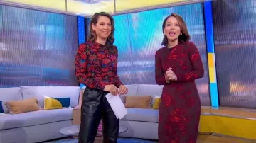 Jogger de cuero vegano Elie Tahari usado por Ginger Zee como se ve en Good Morning America el 19 de febrero de 2024