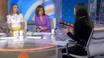 Black Halo Kensington Fit & Flare Dress In Lilac worn by Hoda Kotb as seen in Today on  February 20, 2024