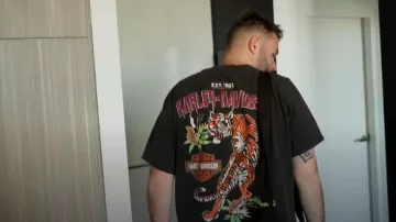 Harley Davidson Ss Vj Fb Tiger Print Tee worn by Bronte Schofield as seen in Married at First Sight (S11E15)
