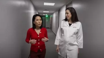 Sandro Gabrielle Ribbed Knit Cardigan worn by Vicky Nguyen as seen in Today on  February 20, 2024