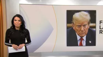 Robe mi-longue ornée Alice + Olivia Inka portée par Astrid Martinez dans CBS Mornings le 18 février 2024