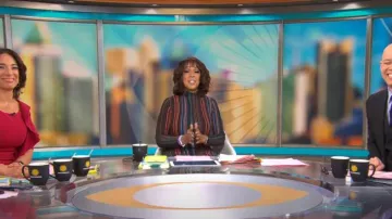 Akris Striped Turtleneck Knit Midi Tube Dress worn by Gayle King as seen in CBS Mornings on  February 19, 2024