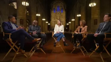 Jeffrey Campbell Rain-Storm Platform Chelsea Boot in Black Honey worn by Hoda Kotb as seen in Today on February 21, 2024