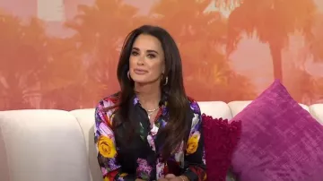 L'Agence Dani Floral Silk Button-Front Shirt worn by Kyle Richards as seen in Today with Hoda & Jenna on  February 21, 2024