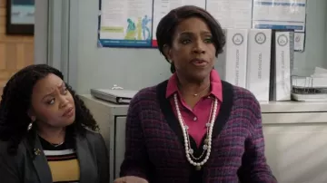 C by Bloomingdale's Cashmere Tweed Contrast Trim Cardigan worn by Barbara Howard (Sheryl Lee Ralph) as seen in Abbott Elementary (S03E04)