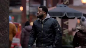 G Star Raw Vodan Quilted Bomber Jacket worn by Kevin Atwater (Laroyce Hawkins) as seen in Chicago P.D. (S11E05)