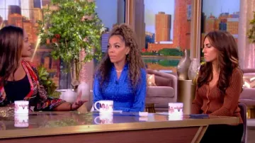 Staud Fitted Rib-Knit Cardigan worn by Alyssa Farah as seen in The View on February 22, 2024