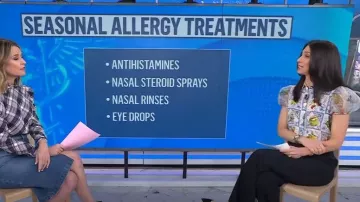 Alice + Olivia Willa Silk Shirt in Fruit Market worn by Natalie Azar as seen in Today on February 22, 2024