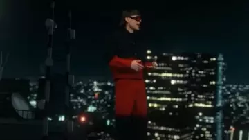 Louis Vuitton Black & Red Gradient Denim Jacket worn by Peso Pluma in A Tu Manera with Junior H [Video Oficial]