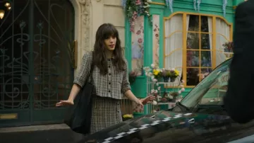 Sandro Glwadys Cropped Metallic Cotton Blend Tweed Jacket worn by Camille Polignac (Samantha Siqueiros) as seen in Berlin (S01E01)