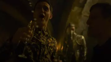 Versace Embellished Baroque-Print Button-Down Shirt worn by Berlín (Pedro Alonso) as seen in Money Heist (S05E07)