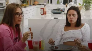 Nasty Gal Floral Print Pointelle Lace Trim Crop & Shorts Pajama Set worn by Paige DeSorbo as seen in Summer House (S08E01)