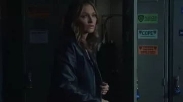 Cole Haan Leather Wing Col­lared Jack­et worn by Eddie Janko (Vanessa Ray) as seen in Blue Bloods (S14E02)