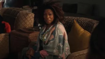 Saachi Tassel Floral Cable Knit Kimono worn by Viola Marsette (Lorraine Toussaint) as seen in The Equalizer (S04E02)
