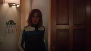 Urban Outfitters Jordan Faux Leather Fitted Racer Moto Jacket worn by Sharon Leone (Diane Farr) as seen in Fire Country (S02E02)