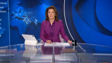Blazer Max Mara en laine et soie à double tissu porté par Norah O’Donnell comme on le voit dans CBS Evening News avec Norah O’Donnell le 23 février 2024
