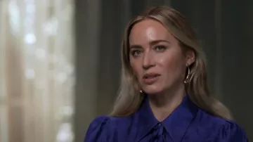 Tiffany & Co Teardrop Ear­rings worn by Emily Blunt as seen in Good Morning America on February 26, 2024