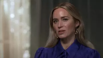 Tiffany & Co Teardrop Ear­rings worn by Emily Blunt as seen in Good Morning America on February 26, 2024