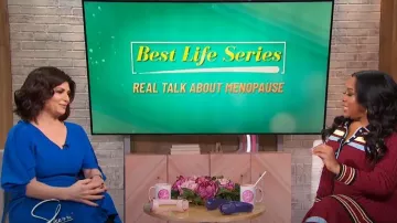 Vestido Godet con escote en V y corte al bies de Victoria Beckham usado por Tamsen Fadal visto en Sherri el 22 de febrero de 2024