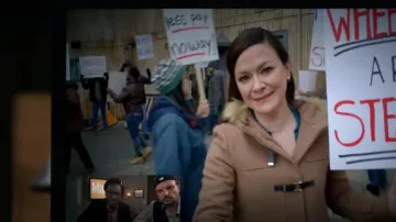 Cole Haan Fur Trim Coat worn by Christina (Maribeth Monroe) as seen in Bob Hearts Abishola (S05E03)