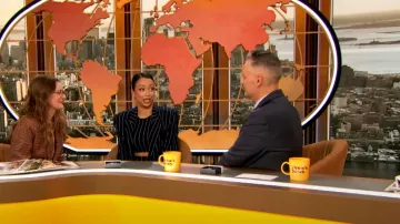 Norma Kamali Classic Single Breasted Coat worn by Liza Koshy as seen in The Drew Barrymore Show on February 20, 2024