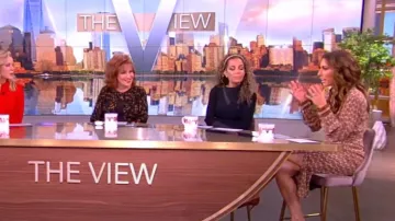 Veronica Beard Wright Long Sleeve Stretch Silk Midi Shirtdress worn by Alyssa Farah as seen in The View on February 27, 2024