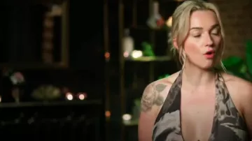 Kookaï Lu­cia Deep Vee Dress worn by Tori Adams as seen in Married at First Sight (S11E19)