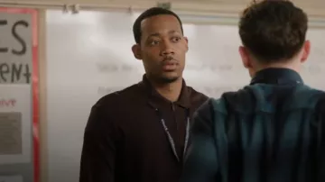 Reiss Robertson Merino Wool Zip Neck Polo Shirt worn by Gregory Eddie (Tyler James Williams) as seen in Abbott Elementary (S03E05)