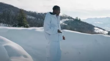 Balenciaga White '3B Sports Icon' Hooded Ski Jacket worn by YoungBoy Never Broke Again in NBA YoungBoy -Boat [Official Music video]