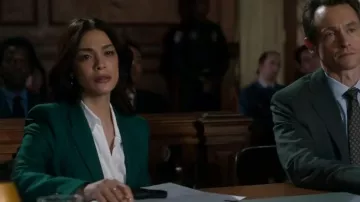 Theory Fitted Shirt In Good Cotton worn by ADA Samantha Maroun (Odelya Halevi) as seen in Law & Order (S23E06)