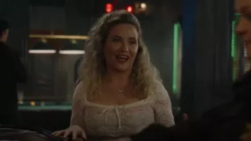 Urban Outfitters Blaire Crochet Square Neck Sweater worn by Judy Cooper (Jenna Lamia) as seen in Resident Alien (S03E03)